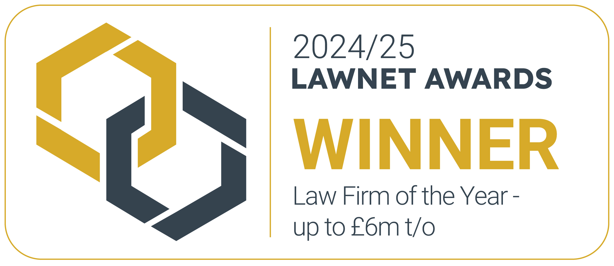The LawNet Law Firm of the Year (up to £6m) award certificate for 2024/25, presented to Berry & Lamberts.