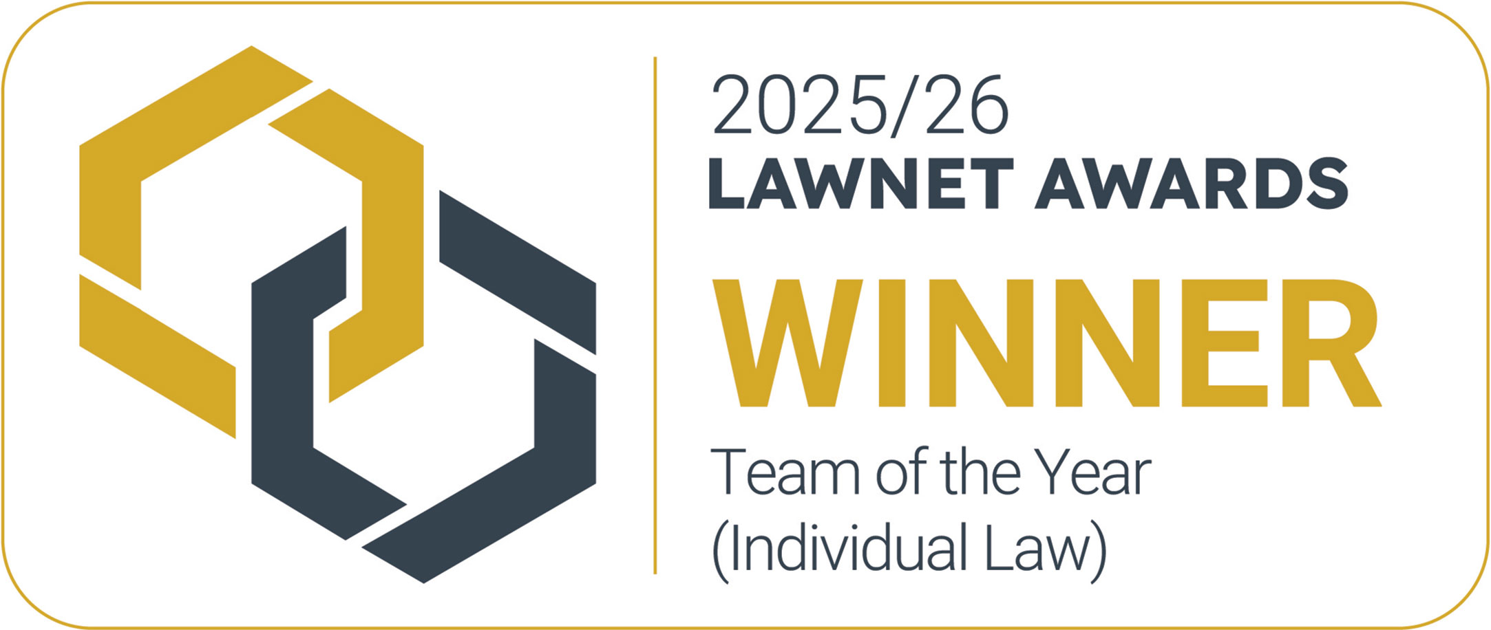 The LawNet Team of the Year (Individual Law) 2025/26 award certificate, presented to the Berry & Lamberts Private Client team.